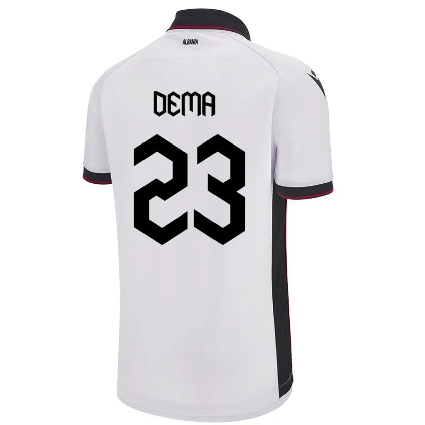 Danxen Bambino Maglia Albania Endri Dema #23 Bianco Kit Gara Away 24-26 Maglietta