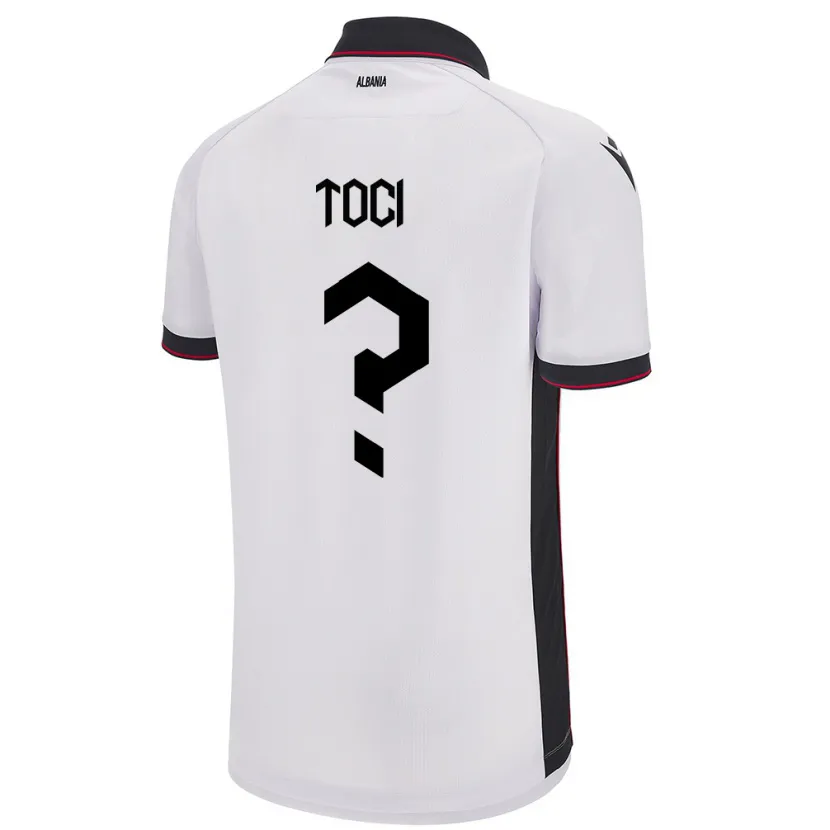 Danxen Bambino Maglia Albania Eljon Toci #0 Bianco Kit Gara Away 24-26 Maglietta