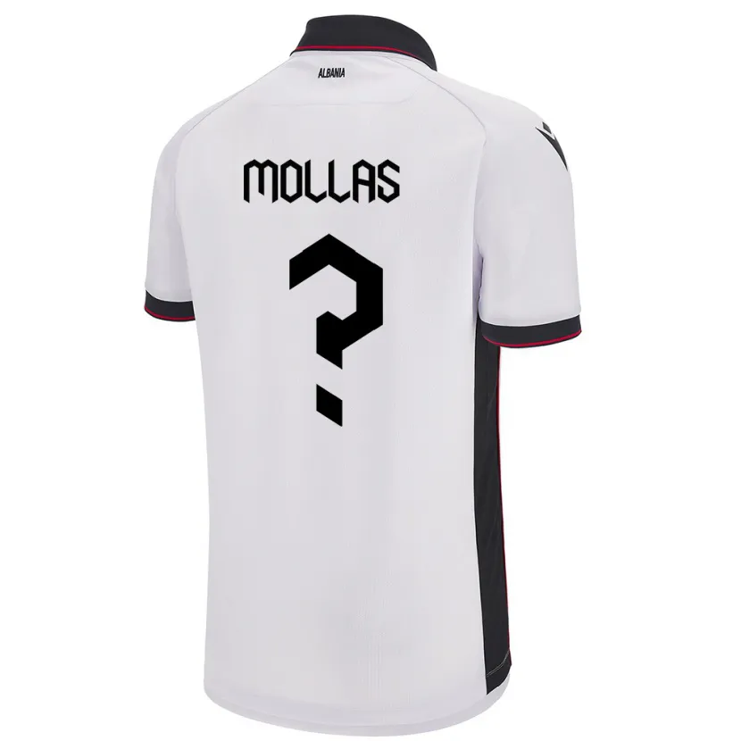 Danxen Bambino Maglia Albania Arbi Mollas #0 Bianco Kit Gara Away 24-26 Maglietta
