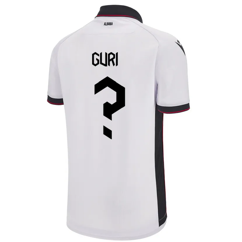 Danxen Bambino Maglia Albania Gabriel Guri #0 Bianco Kit Gara Away 24-26 Maglietta