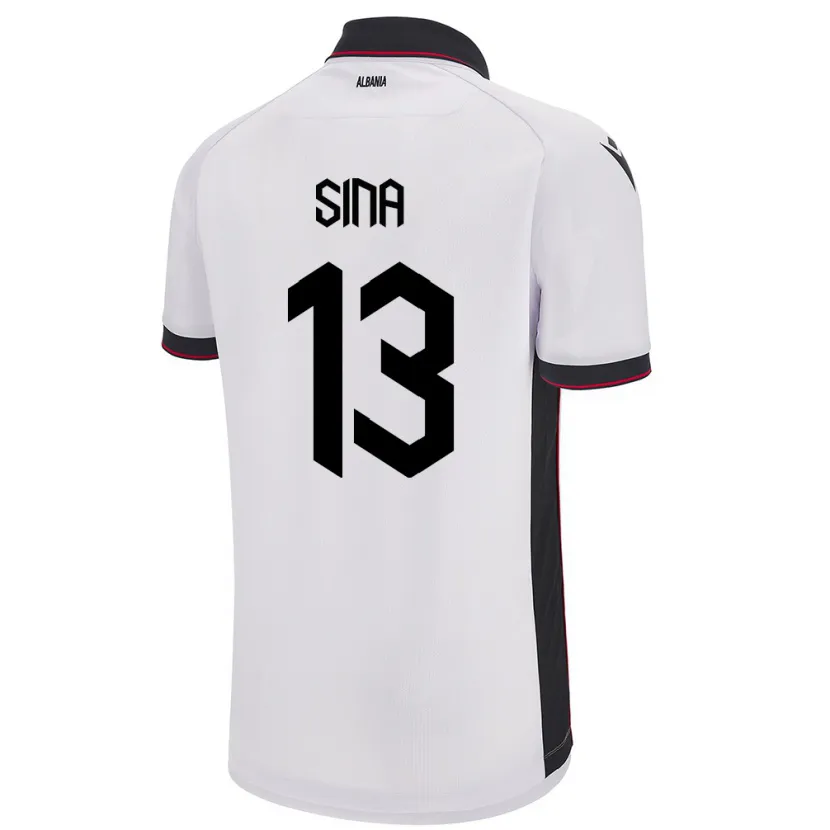 Danxen Bambino Maglia Albania Samuele Sina #13 Bianco Kit Gara Away 24-26 Maglietta