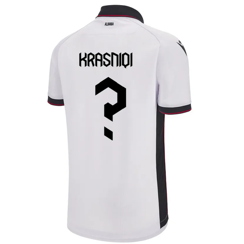Danxen Bambino Maglia Albania Erald Krasniqi #0 Bianco Kit Gara Away 24-26 Maglietta