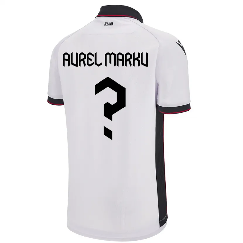 Danxen Bambino Maglia Albania Aurel Marku #0 Bianco Kit Gara Away 24-26 Maglietta