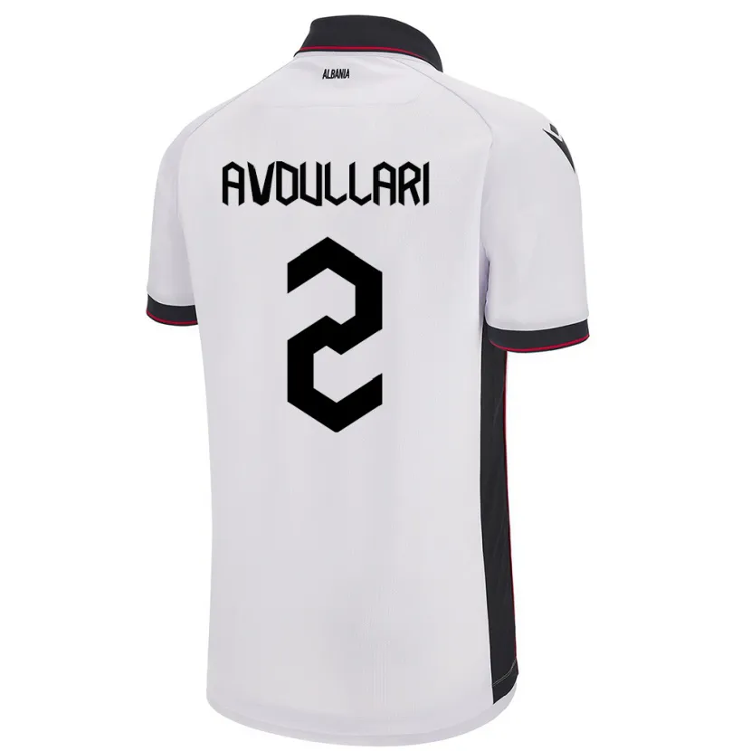 Danxen Bambino Maglia Albania Davide Avdullari #2 Bianco Kit Gara Away 24-26 Maglietta