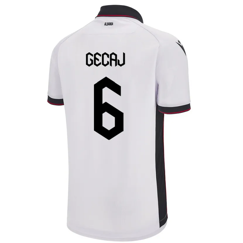 Danxen Bambino Maglia Albania Kris Gecaj #6 Bianco Kit Gara Away 24-26 Maglietta