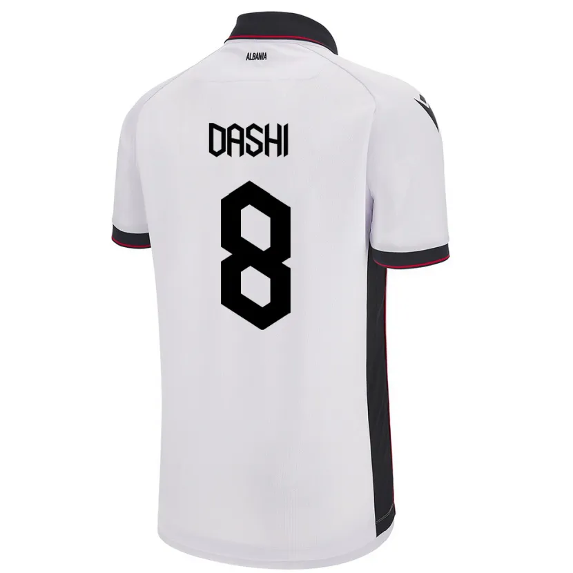 Danxen Bambino Maglia Albania Matteo Dashi #8 Bianco Kit Gara Away 24-26 Maglietta