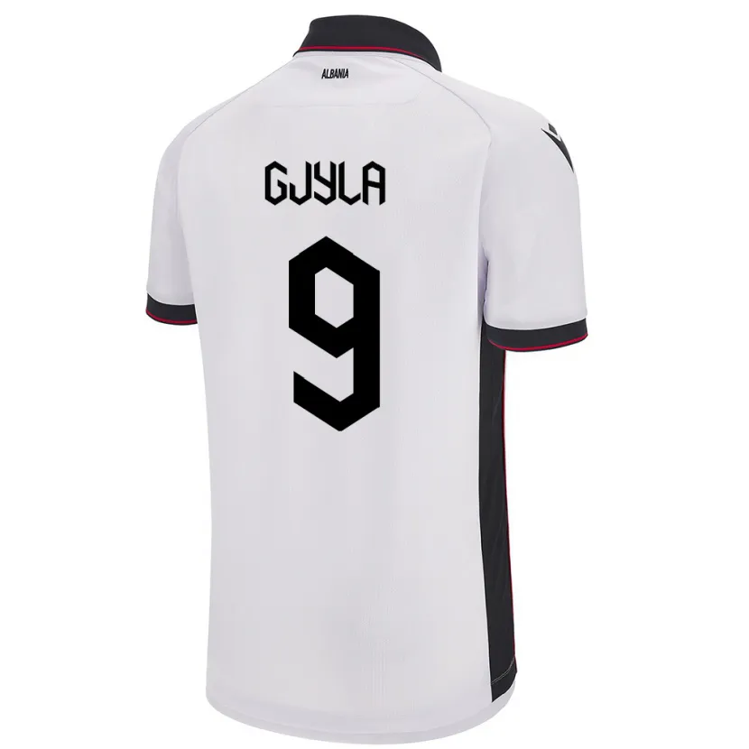 Danxen Bambino Maglia Albania Brayan Gjyla #9 Bianco Kit Gara Away 24-26 Maglietta