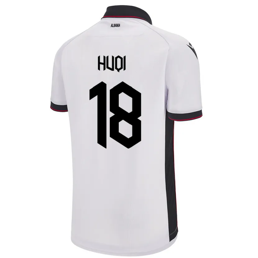 Danxen Bambino Maglia Albania Mattia Huqi #18 Bianco Kit Gara Away 24-26 Maglietta