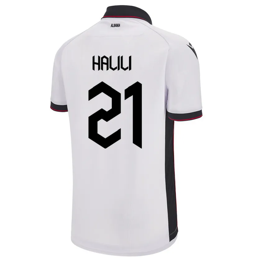 Danxen Bambino Maglia Albania Renato Halili #21 Bianco Kit Gara Away 24-26 Maglietta