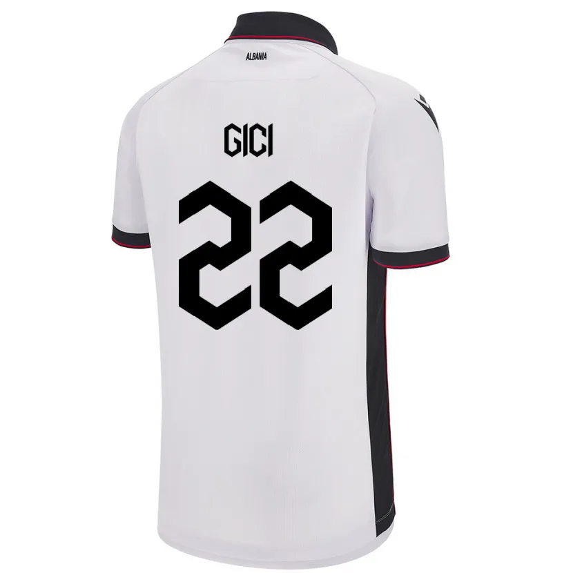 Danxen Bambino Maglia Albania Matias Gici #22 Bianco Kit Gara Away 24-26 Maglietta