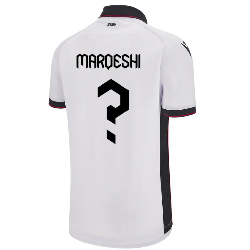 Danxen Bambino Maglia Albania Ernesto Marqeshi #0 Bianco Kit Gara Away 24-26 Maglietta