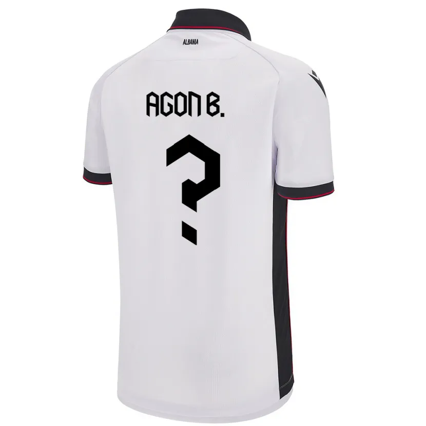 Danxen Bambino Maglia Albania Agon Bajrami #0 Bianco Kit Gara Away 24-26 Maglietta