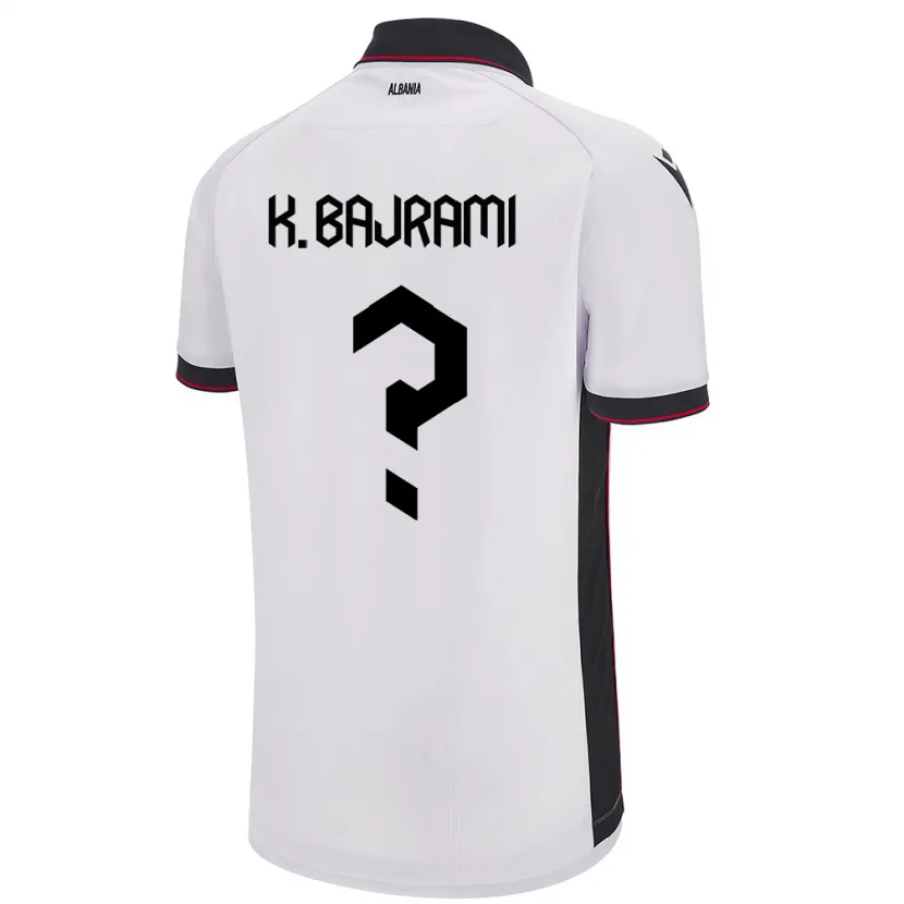Danxen Bambino Maglia Albania Klevi Bajrami #0 Bianco Kit Gara Away 24-26 Maglietta