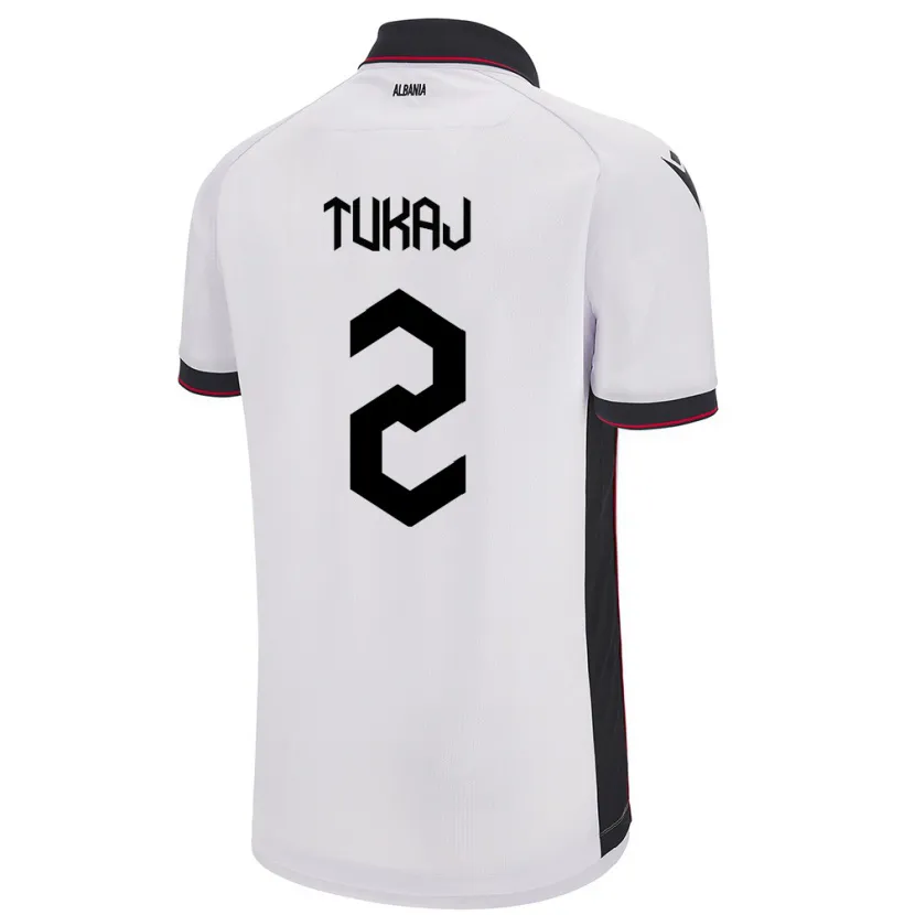 Danxen Bambino Maglia Albania Armera Tukaj #2 Bianco Kit Gara Away 24-26 Maglietta