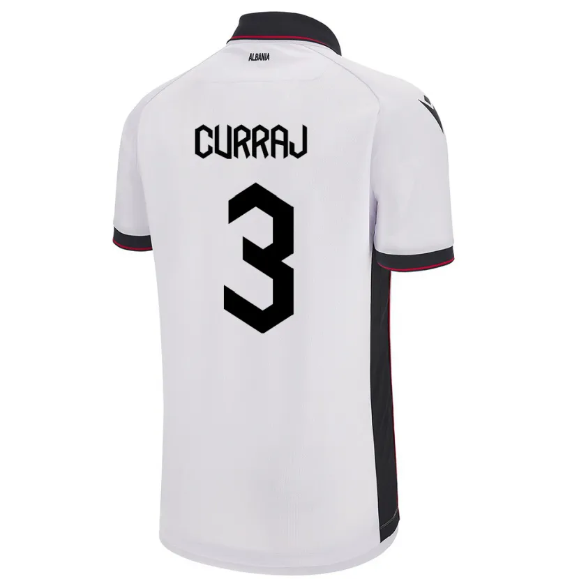 Danxen Bambino Maglia Albania Arbenita Curraj #3 Bianco Kit Gara Away 24-26 Maglietta