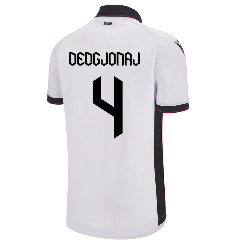 Danxen Bambino Maglia Albania Leonora Dedgjonaj #4 Bianco Kit Gara Away 24-26 Maglietta