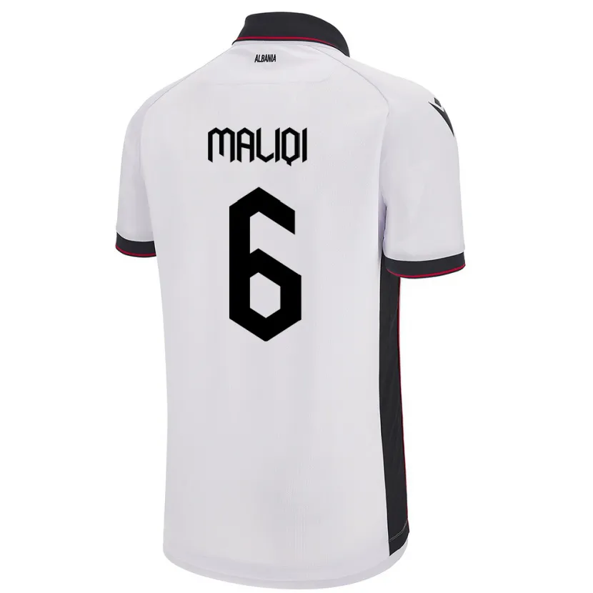 Danxen Bambino Maglia Albania Sara Maliqi #6 Bianco Kit Gara Away 24-26 Maglietta