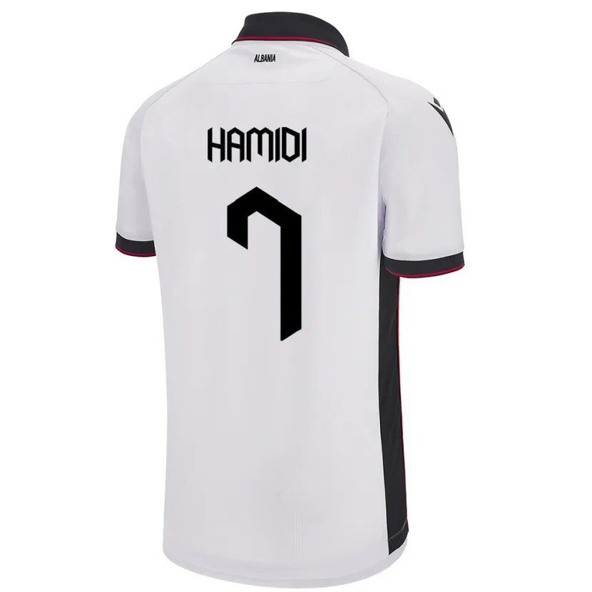 Danxen Bambino Maglia Albania Mimoza Hamidi #7 Bianco Kit Gara Away 24-26 Maglietta