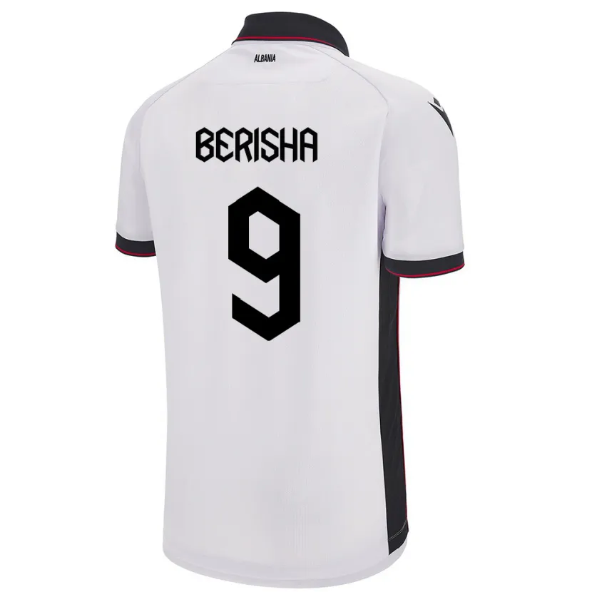 Danxen Bambino Maglia Albania Fortesa Berisha #9 Bianco Kit Gara Away 24-26 Maglietta