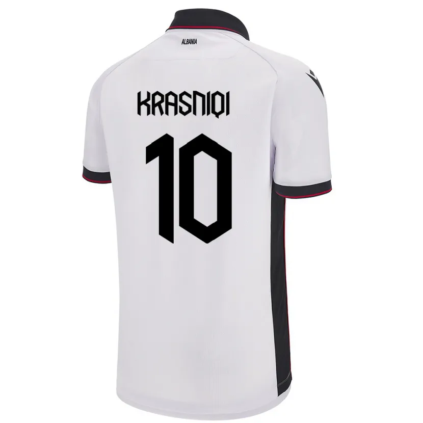 Danxen Bambino Maglia Albania Qëndresa Krasniqi #10 Bianco Kit Gara Away 24-26 Maglietta