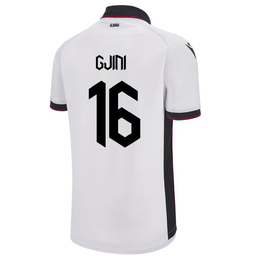 Danxen Bambino Maglia Albania Luçije Gjini #16 Bianco Kit Gara Away 24-26 Maglietta