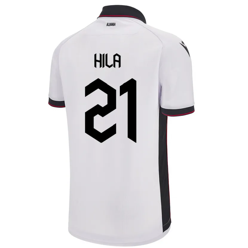 Danxen Bambino Maglia Albania Alma Hila #21 Bianco Kit Gara Away 24-26 Maglietta