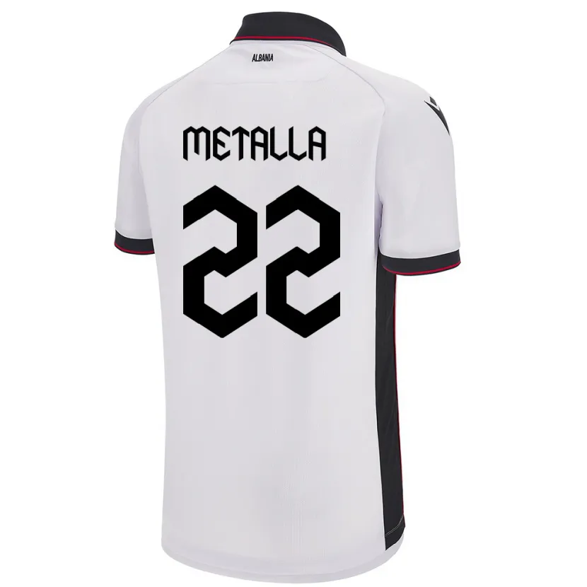 Danxen Bambino Maglia Albania Mikaela Metalla #22 Bianco Kit Gara Away 24-26 Maglietta