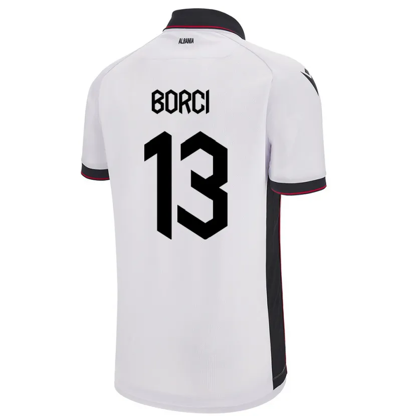 Danxen Bambino Maglia Albania Klaudia Borci #13 Bianco Kit Gara Away 24-26 Maglietta
