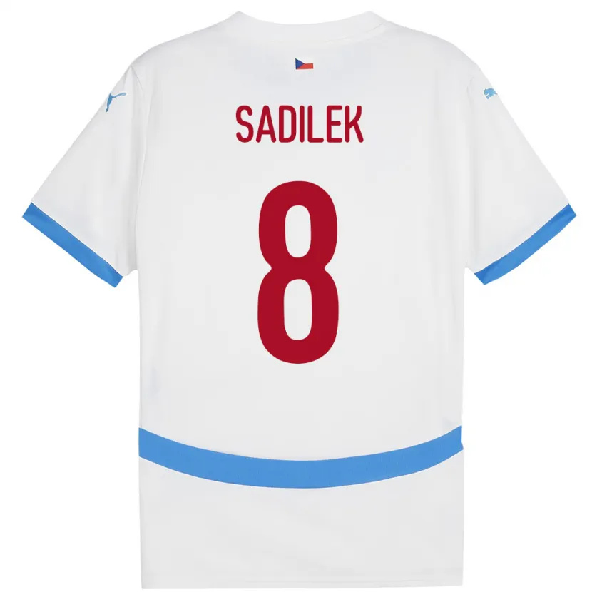 Danxen Bambino Maglia Cechia Michal Sadílek #8 Bianco Kit Gara Away 24-26 Maglietta