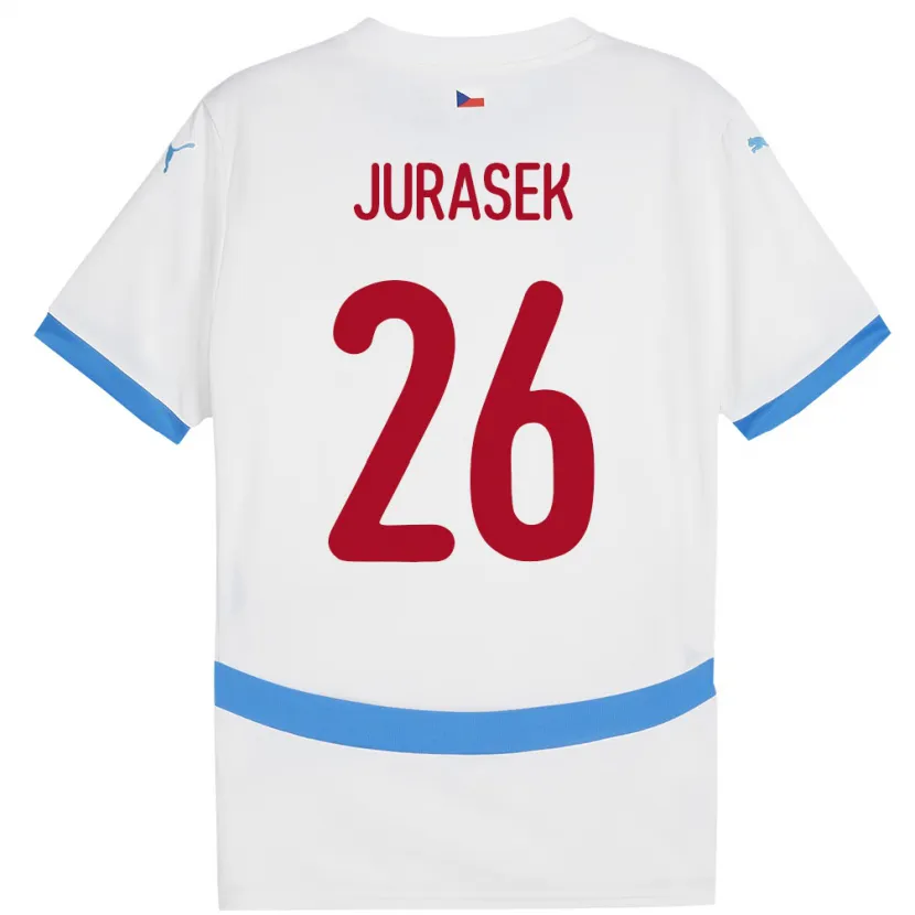 Danxen Bambino Maglia Cechia Matej Jurasek #26 Bianco Kit Gara Away 24-26 Maglietta