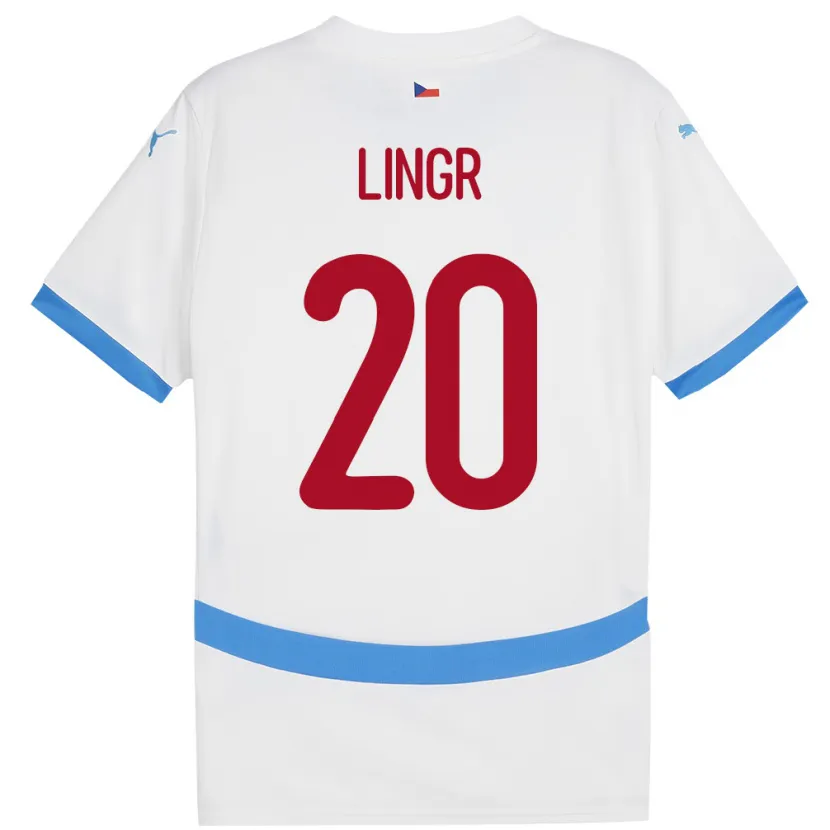 Danxen Bambino Maglia Cechia Ondrej Lingr #20 Bianco Kit Gara Away 24-26 Maglietta