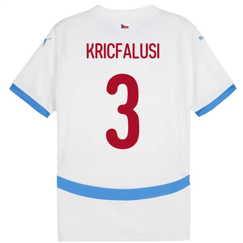Danxen Bambino Maglia Cechia Ondrej Kricfalusi #3 Bianco Kit Gara Away 24-26 Maglietta
