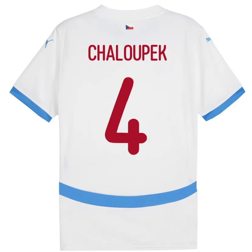 Danxen Bambino Maglia Cechia Stepan Chaloupek #4 Bianco Kit Gara Away 24-26 Maglietta