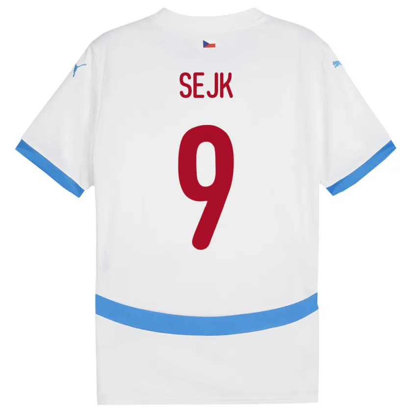 Danxen Bambino Maglia Cechia Vaclav Sejk #9 Bianco Kit Gara Away 24-26 Maglietta