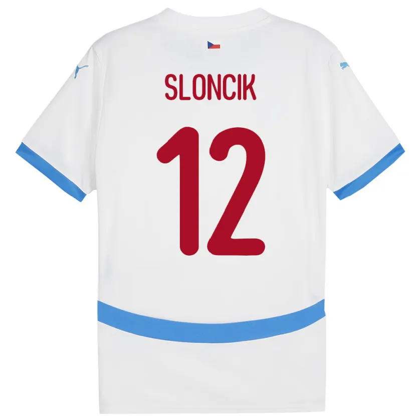 Danxen Bambino Maglia Cechia Tom Sloncik #12 Bianco Kit Gara Away 24-26 Maglietta