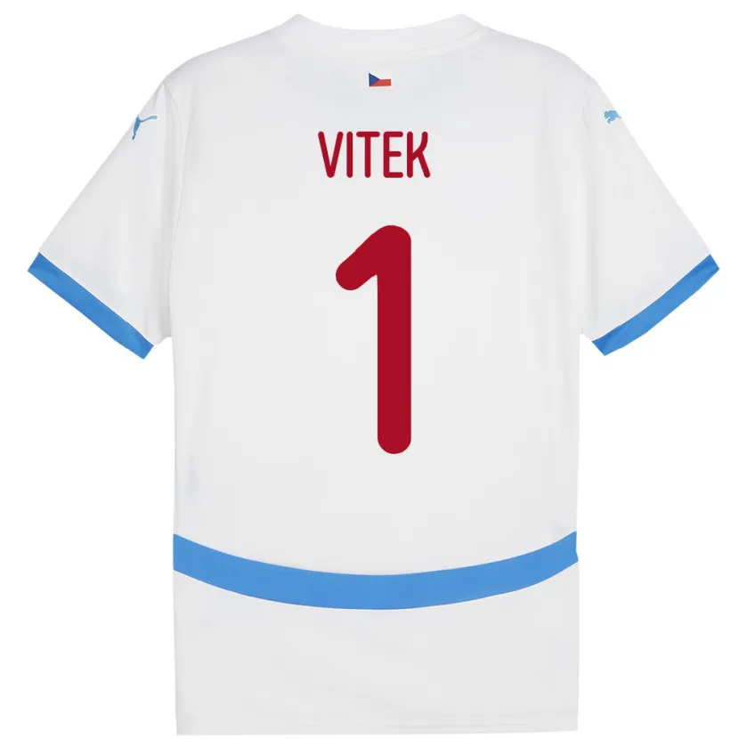 Danxen Bambino Maglia Cechia Radek Vitek #1 Bianco Kit Gara Away 24-26 Maglietta
