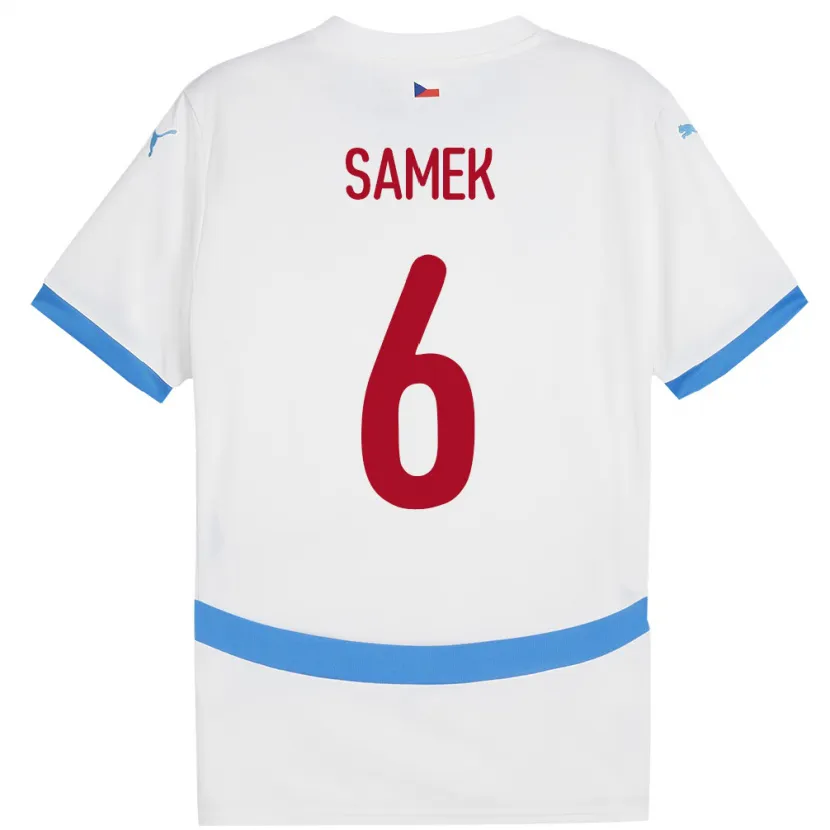Danxen Bambino Maglia Cechia Daniel Samek #6 Bianco Kit Gara Away 24-26 Maglietta