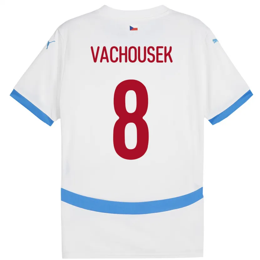 Danxen Bambino Maglia Cechia Tadeas Vachousek #8 Bianco Kit Gara Away 24-26 Maglietta