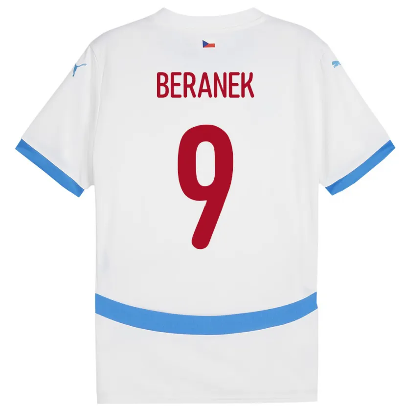 Danxen Bambino Maglia Cechia Marek Beranek #9 Bianco Kit Gara Away 24-26 Maglietta