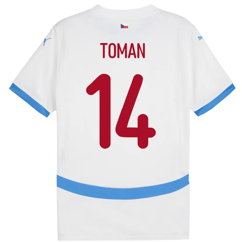 Danxen Bambino Maglia Cechia Zdenek Toman #14 Bianco Kit Gara Away 24-26 Maglietta