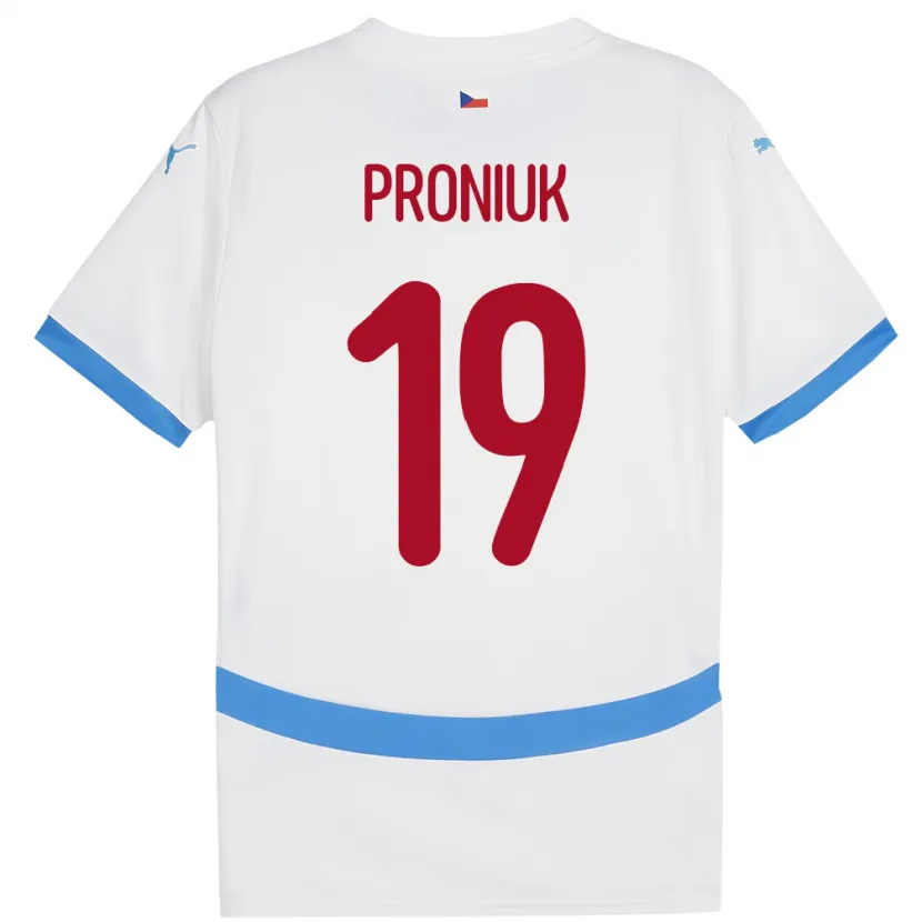 Danxen Bambino Maglia Cechia Adam Proniuk #19 Bianco Kit Gara Away 24-26 Maglietta