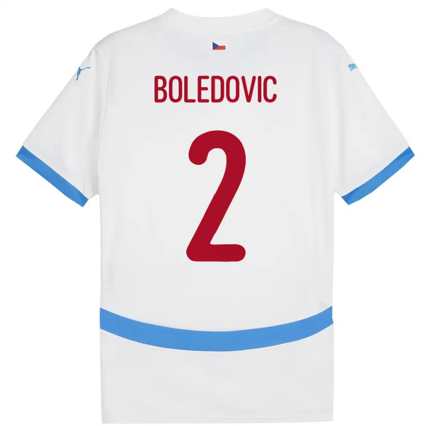 Danxen Bambino Maglia Cechia Tobias Boledovic #2 Bianco Kit Gara Away 24-26 Maglietta