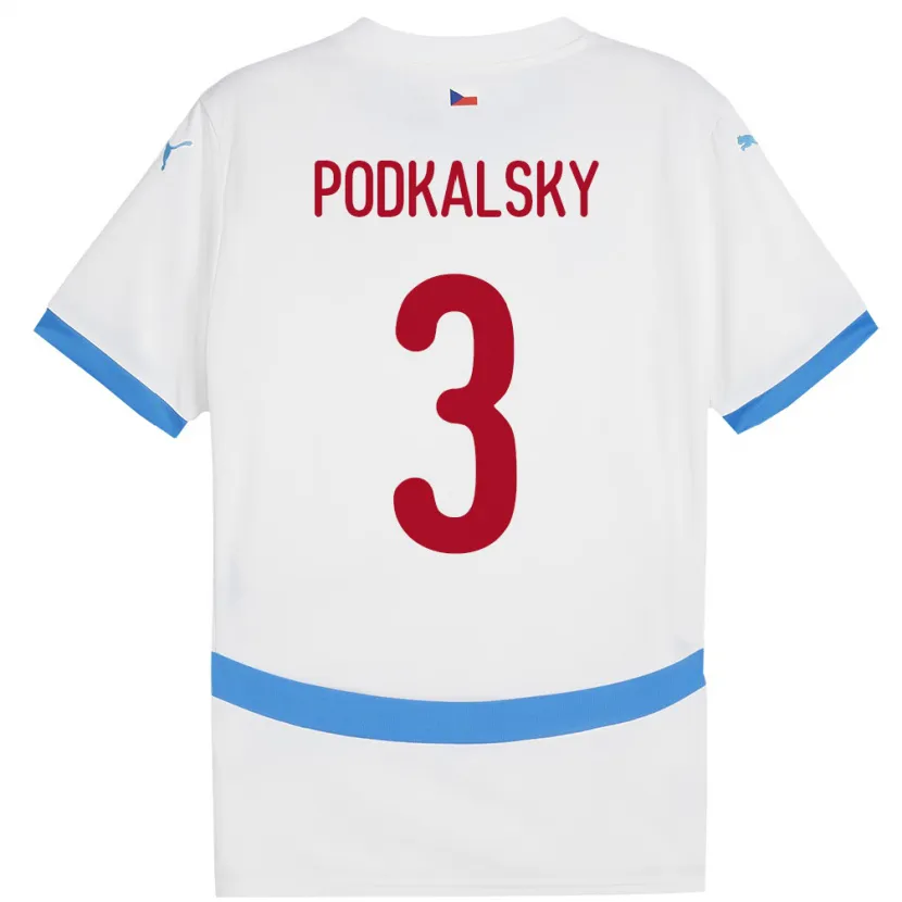 Danxen Bambino Maglia Cechia Jakub Podkalsky #3 Bianco Kit Gara Away 24-26 Maglietta