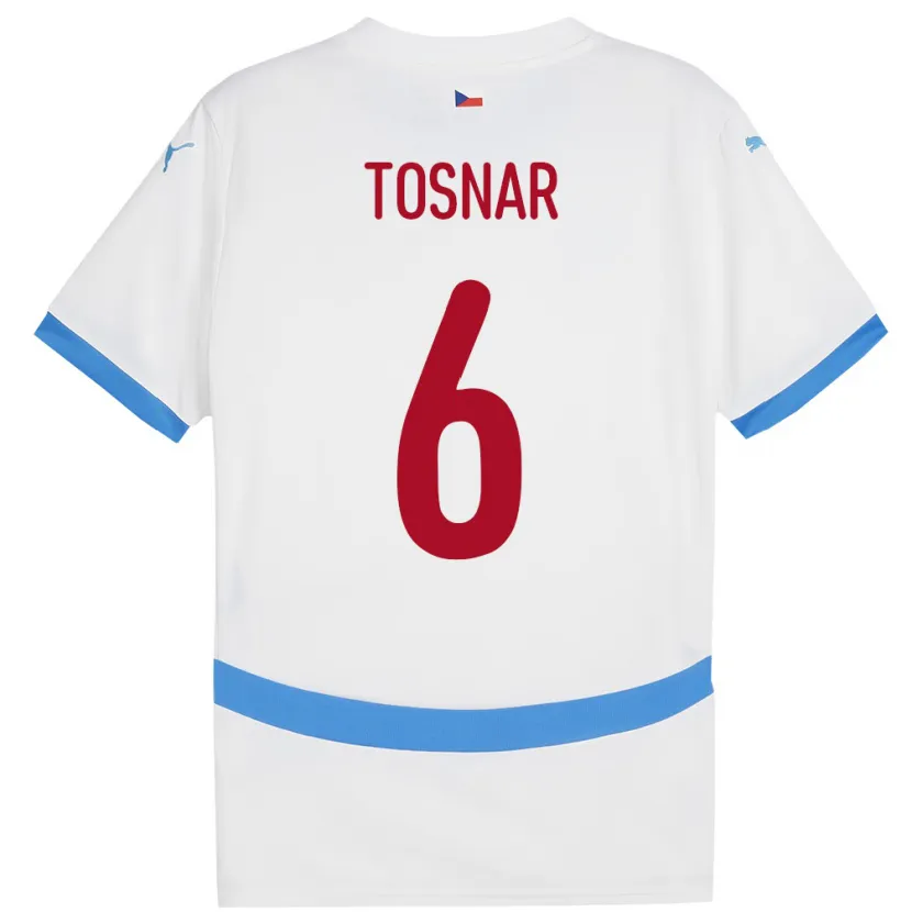 Danxen Bambino Maglia Cechia Jakub Tosnar #6 Bianco Kit Gara Away 24-26 Maglietta