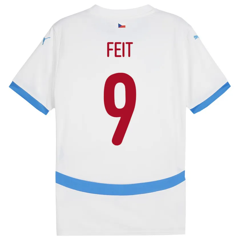 Danxen Bambino Maglia Cechia Jan Feit #9 Bianco Kit Gara Away 24-26 Maglietta