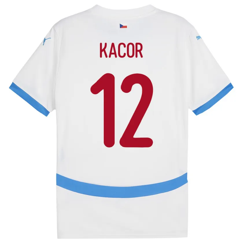 Danxen Bambino Maglia Cechia Pavel Kacor #12 Bianco Kit Gara Away 24-26 Maglietta