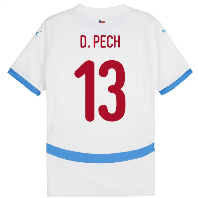 Danxen Bambino Maglia Cechia Dominik Pech #13 Bianco Kit Gara Away 24-26 Maglietta