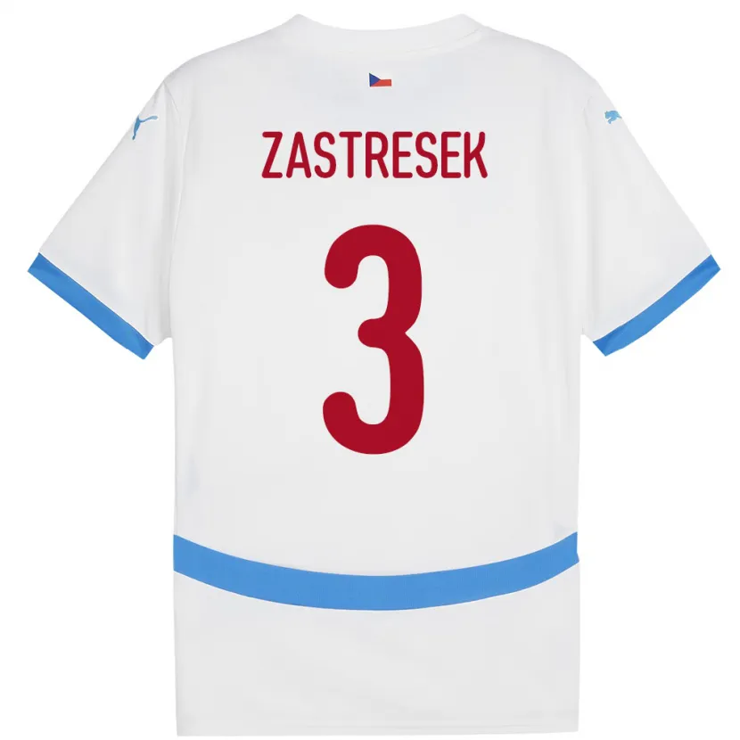 Danxen Bambino Maglia Cechia Matous Zastresek #3 Bianco Kit Gara Away 24-26 Maglietta