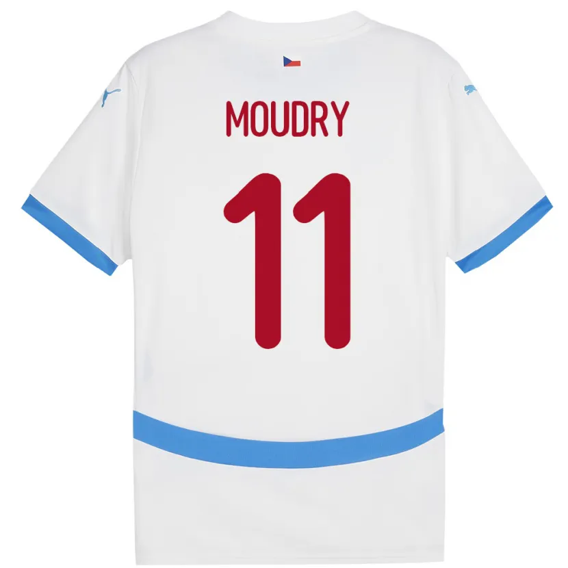 Danxen Bambino Maglia Cechia Lukas Moudry #11 Bianco Kit Gara Away 24-26 Maglietta