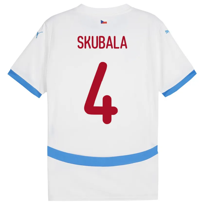 Danxen Bambino Maglia Cechia Tomas Skubala #4 Bianco Kit Gara Away 24-26 Maglietta